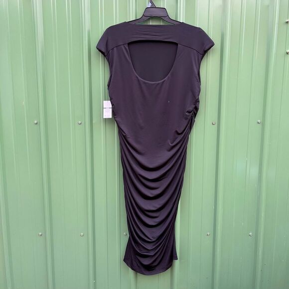 Women's Plus Black Sleeveless Open Back Midi Dress, Below Knee Length, Size XXXL - Picture 8 of 10